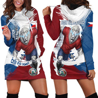 Czech Republic Football Hoodie Dress Fierce Athletic Lion Graphic In Painted Grunge Flag Style