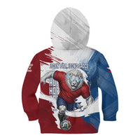 Czech Republic Football Kid Hoodie Fierce Athletic Lion Graphic In Painted Grunge Flag Style