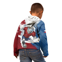 Czech Republic Football Kid Hoodie Fierce Athletic Lion Graphic In Painted Grunge Flag Style