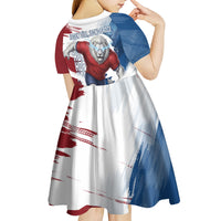 Czech Republic Football Kid Short Sleeve Dress Fierce Athletic Lion Graphic In Painted Grunge Flag Style