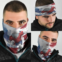 Czech Republic Football Neck Gaiter Fierce Athletic Lion Graphic In Painted Grunge Flag Style