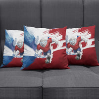 Czech Republic Football Pillow Cover Fierce Athletic Lion Graphic In Painted Grunge Flag Style