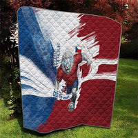 Czech Republic Football Quilt Fierce Athletic Lion Graphic In Painted Grunge Flag Style