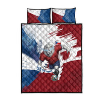Czech Republic Football Quilt Bed Set Fierce Athletic Lion Graphic In Painted Grunge Flag Style