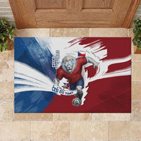 Czech Republic Football Rubber Doormat Fierce Athletic Lion Graphic In Painted Grunge Flag Style