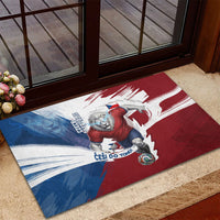 Czech Republic Football Rubber Doormat Fierce Athletic Lion Graphic In Painted Grunge Flag Style