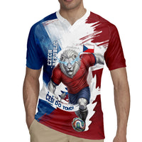 Czech Republic Football Rugby Jersey Fierce Athletic Lion Graphic In Painted Grunge Flag Style