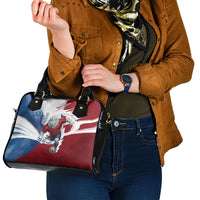Czech Republic Football Shoulder Handbag Fierce Athletic Lion Graphic In Painted Grunge Flag Style