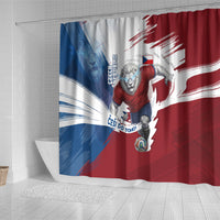 Czech Republic Football Shower Curtain Fierce Athletic Lion Graphic In Painted Grunge Flag Style