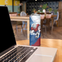 Czech Republic Football Skinny Tumbler Fierce Athletic Lion Graphic In Painted Grunge Flag Style