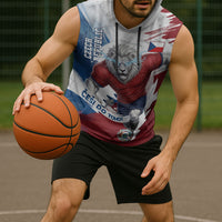 Czech Republic Football Sleeveless Hoodie Fierce Athletic Lion Graphic In Painted Grunge Flag Style