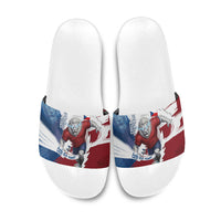 Czech Republic Football Slide Sandals Fierce Athletic Lion Graphic In Painted Grunge Flag Style
