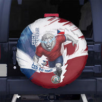 Czech Republic Football Spare Tire Cover Fierce Athletic Lion Graphic In Painted Grunge Flag Style