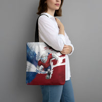 Czech Republic Football Tote Bag Fierce Athletic Lion Graphic In Painted Grunge Flag Style