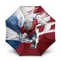 Czech Republic Football Umbrella Fierce Athletic Lion Graphic In Painted Grunge Flag Style