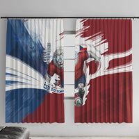 Czech Republic Football Window Curtain Fierce Athletic Lion Graphic In Painted Grunge Flag Style