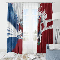 Czech Republic Football Window Curtain Fierce Athletic Lion Graphic In Painted Grunge Flag Style