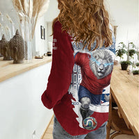 Czech Republic Football Women Casual Shirt Fierce Athletic Lion Graphic In Painted Grunge Flag Style