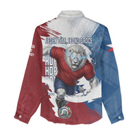 Czech Republic Football Women Casual Shirt Fierce Athletic Lion Graphic In Painted Grunge Flag Style