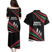 Burundi Couples Matching Puletasi and Hawaiian Shirt with Athletics Runners Black Red Green Flag Spirit