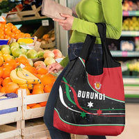Burundi Grocery Bag with Athletics Runners Black Red Green Flag Spirit
