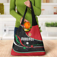 Burundi Grocery Bag with Athletics Runners Black Red Green Flag Spirit