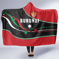Burundi Hooded Blanket with Athletics Runners Black Red Green Flag Spirit