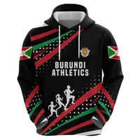 Burundi Hoodie with Athletics Runners Black Red Green Flag Spirit