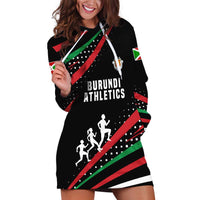 Burundi Hoodie Dress with Athletics Runners Black Red Green Flag Spirit