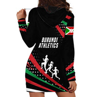 Burundi Hoodie Dress with Athletics Runners Black Red Green Flag Spirit