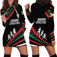 Burundi Hoodie Dress with Athletics Runners Black Red Green Flag Spirit