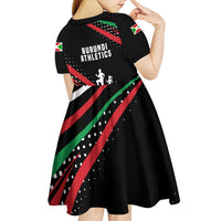 Burundi Kid Short Sleeve Dress with Athletics Runners Black Red Green Flag Spirit