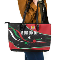 Burundi Leather Tote Bag with Athletics Runners Black Red Green Flag Spirit