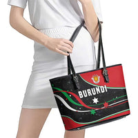 Burundi Leather Tote Bag with Athletics Runners Black Red Green Flag Spirit