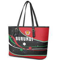 Burundi Leather Tote Bag with Athletics Runners Black Red Green Flag Spirit
