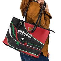 Burundi Leather Tote Bag with Athletics Runners Black Red Green Flag Spirit