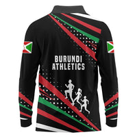 Burundi Long Sleeve Polo Shirt with Athletics Runners Black Red Green Flag Spirit