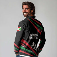 Burundi Long Sleeve Polo Shirt with Athletics Runners Black Red Green Flag Spirit