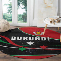 Burundi Round Carpet with Athletics Runners Black Red Green Flag Spirit