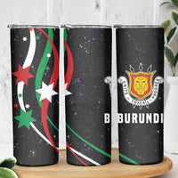 Burundi Skinny Tumbler with Athletics Runners Black Red Green Flag Spirit