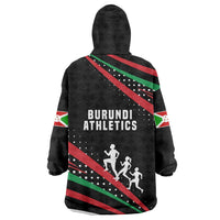 Burundi Wearable Blanket Hoodie with Athletics Runners Black Red Green Flag Spirit