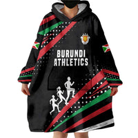 Burundi Wearable Blanket Hoodie with Athletics Runners Black Red Green Flag Spirit