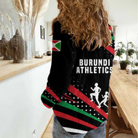 Burundi Women Casual Shirt with Athletics Runners Black Red Green Flag Spirit