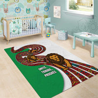 Burundi Lion Tribal Pattern Area Rug with National Motto Unité Travail Progrès