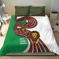 Burundi Lion Tribal Pattern Bedding Set with National Motto Unité Travail Progrès