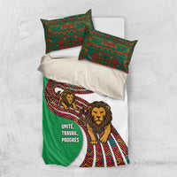 Burundi Lion Tribal Pattern Bedding Set with National Motto Unité Travail Progrès