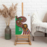 Burundi Lion Tribal Pattern Canvas Wall Art with National Motto Unité Travail Progrès