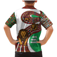 Burundi Lion Tribal Pattern Family Matching Mermaid Dress and Hawaiian Shirt with National Motto Unité Travail Progrès