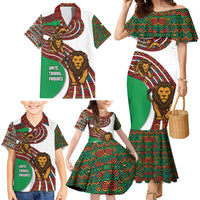 Burundi Lion Tribal Pattern Family Matching Mermaid Dress and Hawaiian Shirt with National Motto Unité Travail Progrès