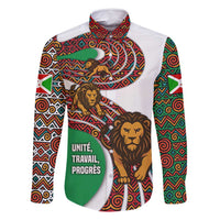 Burundi Lion Tribal Pattern Family Matching Mermaid Dress and Hawaiian Shirt with National Motto Unité Travail Progrès